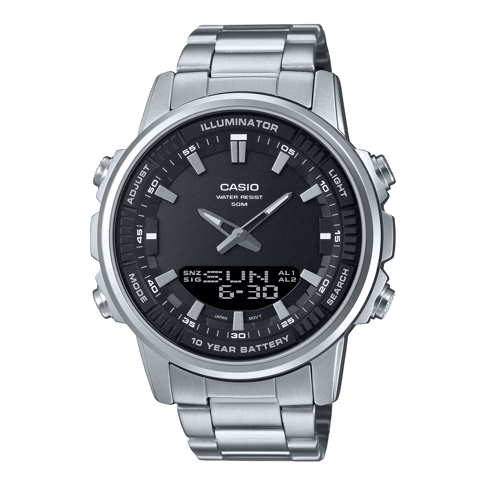 Casio Standard Illuminator Dual Time Stainless Steel Chain Men's Watch AMW-880D-1AVDF