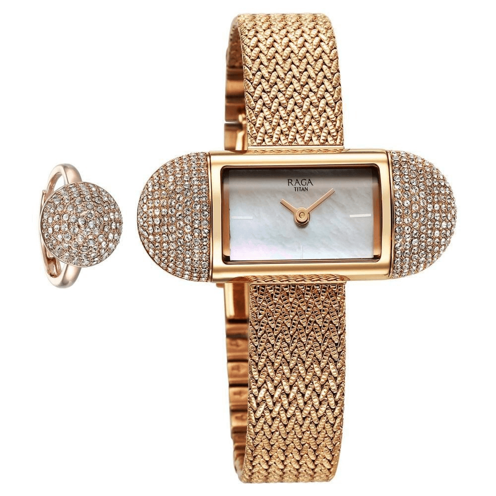 Titan Raga Memoirs Quartz Analog Mother Of Pearl Dial Watch (95259WM01)