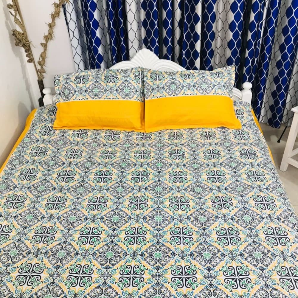 Malancha-Regular Blend Cotton Bedsheet & Pillow covers (3 Piece) Set - King Size 7/8 Feet+-