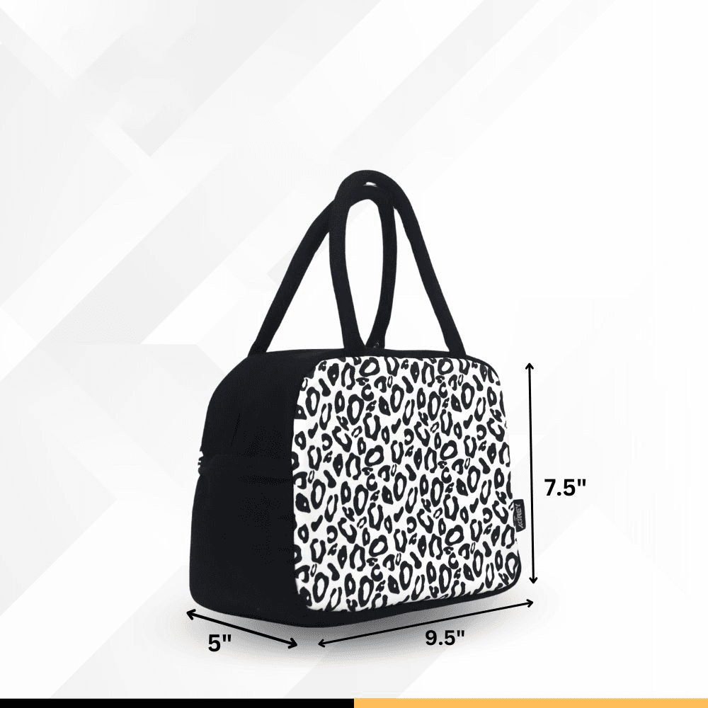 Lunch Carry Bag, Cotton Fabric, Black & White, (9.5″x7.5″x5″)