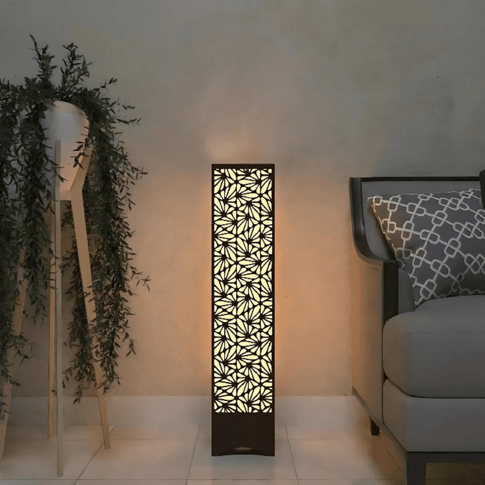 Scandinavian Wooden Floor Lamp | Handcrafted Minimalist Design | Warm Yellow Ambient Lighting for Home, Bedroom & Living Room by Ednfy (LL-106)