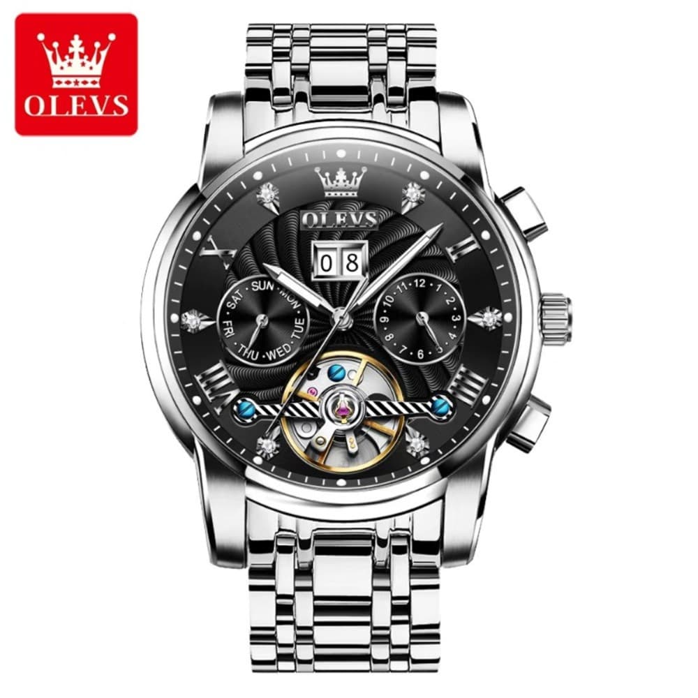 Olevs 9910 Fashion Mechanical Watch for Man Wateproof Stainless Steel luxury Business Luminous Automatic Watches Men