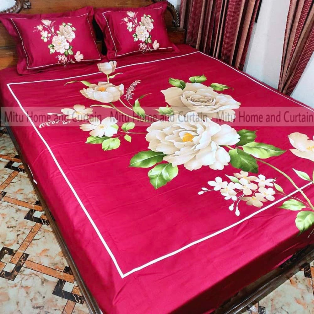 King Size Full twill cotton Panel Bedsheet With Pillow Cover.