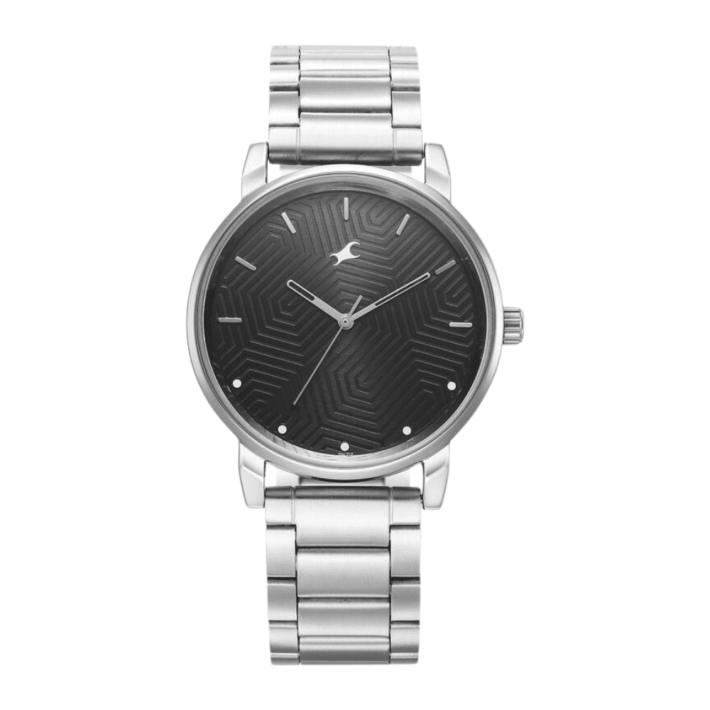 Fastrack Stunners Black Dial Metal Strap Watch for Guys (3278SM05)