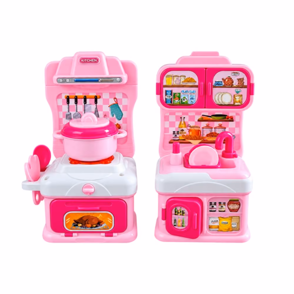 Pink Cartoon Puzzle Kitchen Set & Kitchenware Toy for Kids