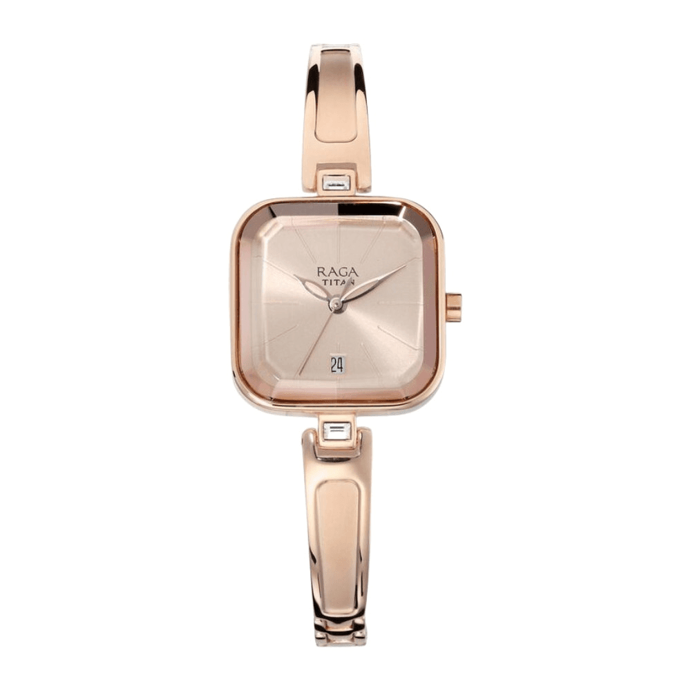Titan Raga Viva Rose Gold Dial Watch With Metal Strap For Women (NR2607WM01)