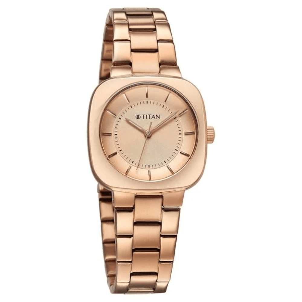 Titan Horizon Quartz Analog Rose Gold Dial Stainless Steel Strap Watch For Women (95296WM01)