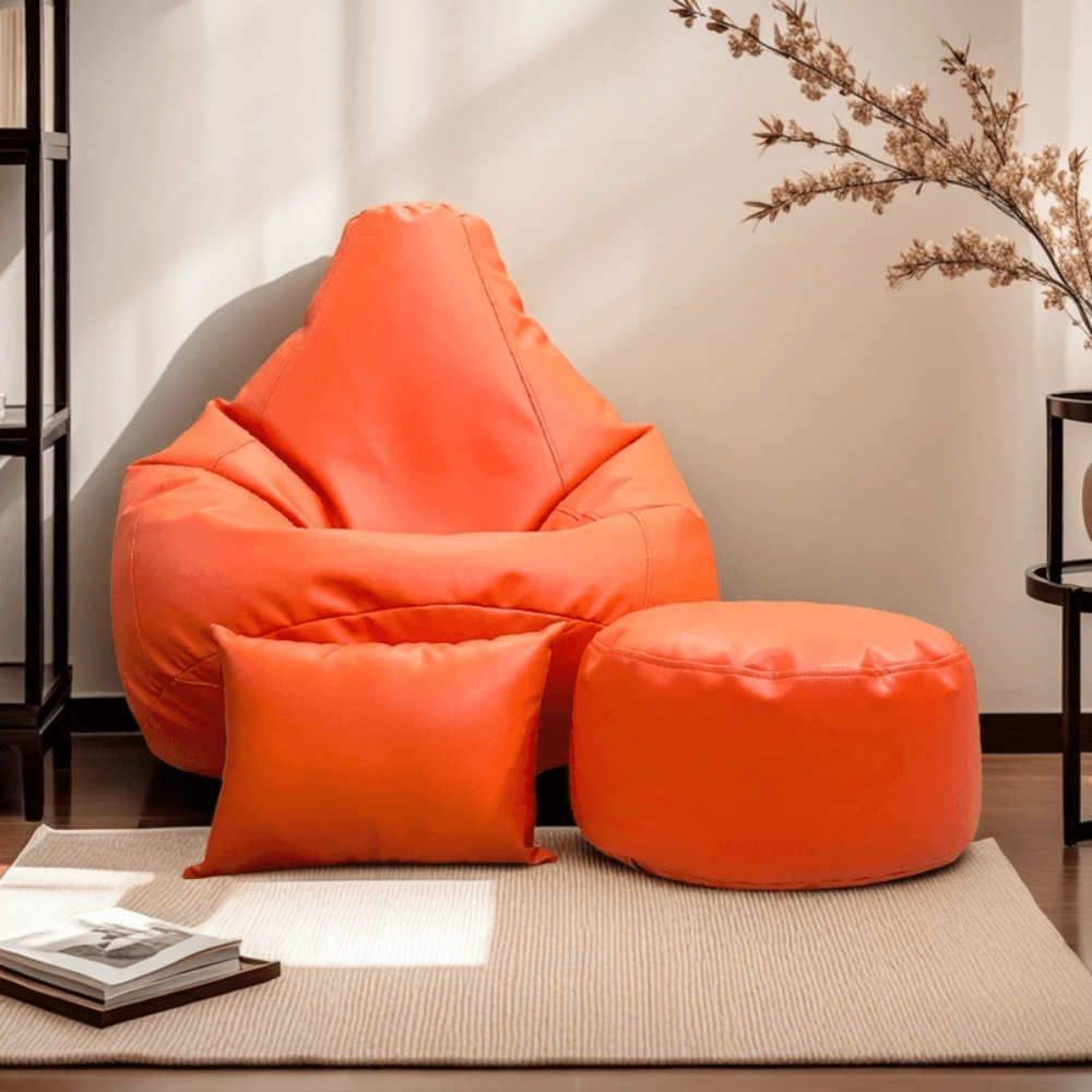 LAZY DUDE XXL COMBO Slim Fit Multiple Shaped Lazy Bean Bag - Color Orange