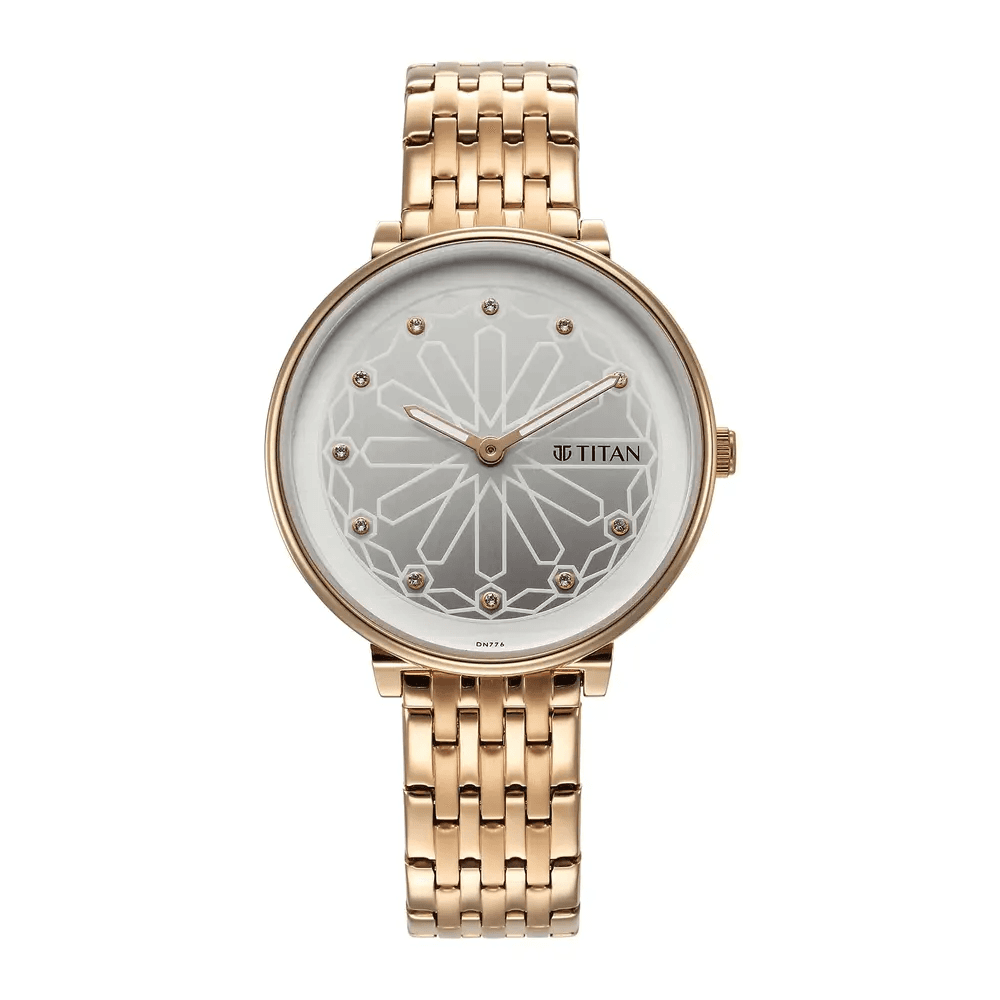 Titan Marhaba Silverwhite Dial Watch With Stainless Steel Strap For Women (2673WM02)