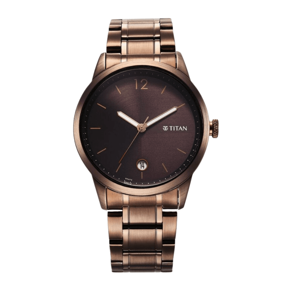 Titan Neo Splash Brown Dial Analog with Date Stainless Steel Strap Watch for Men (1806QM03)