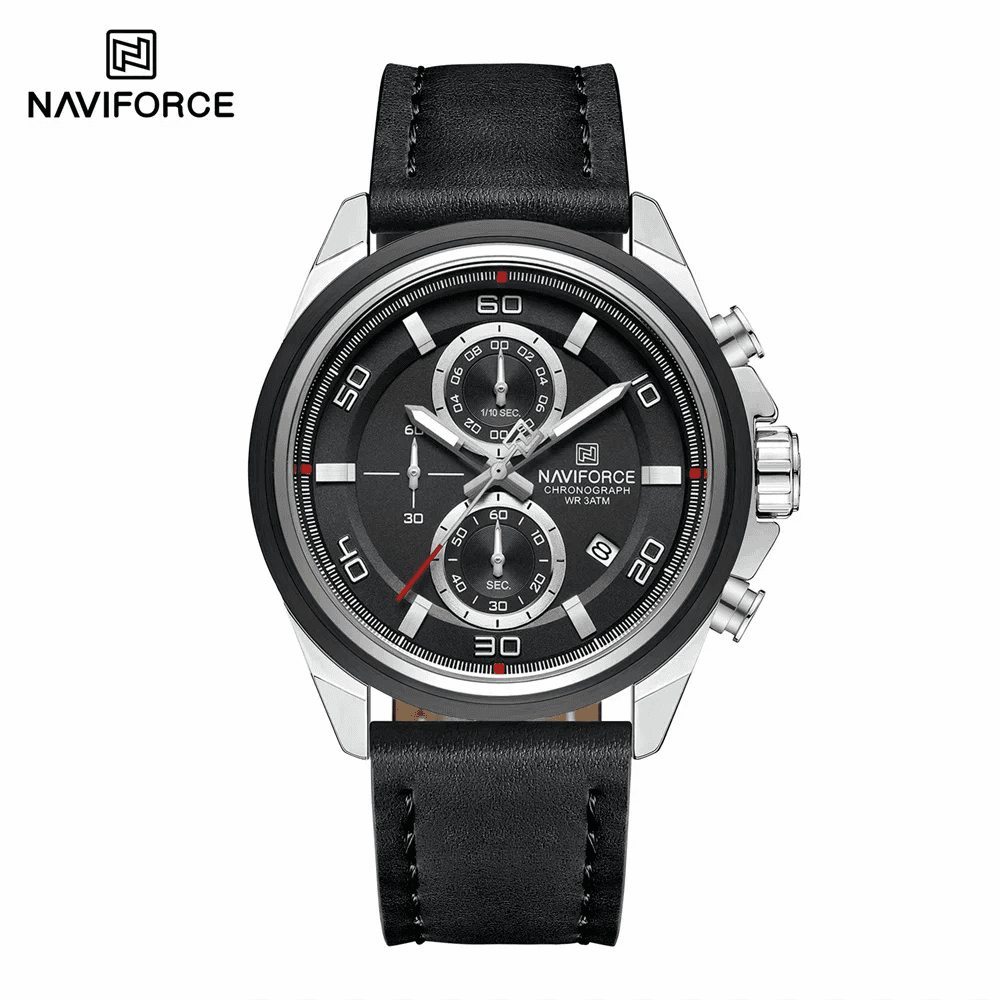 NAVIFORCE 8075 Casual Fashion Watches for Man Luminous Date Display Genuine Leather Band Male