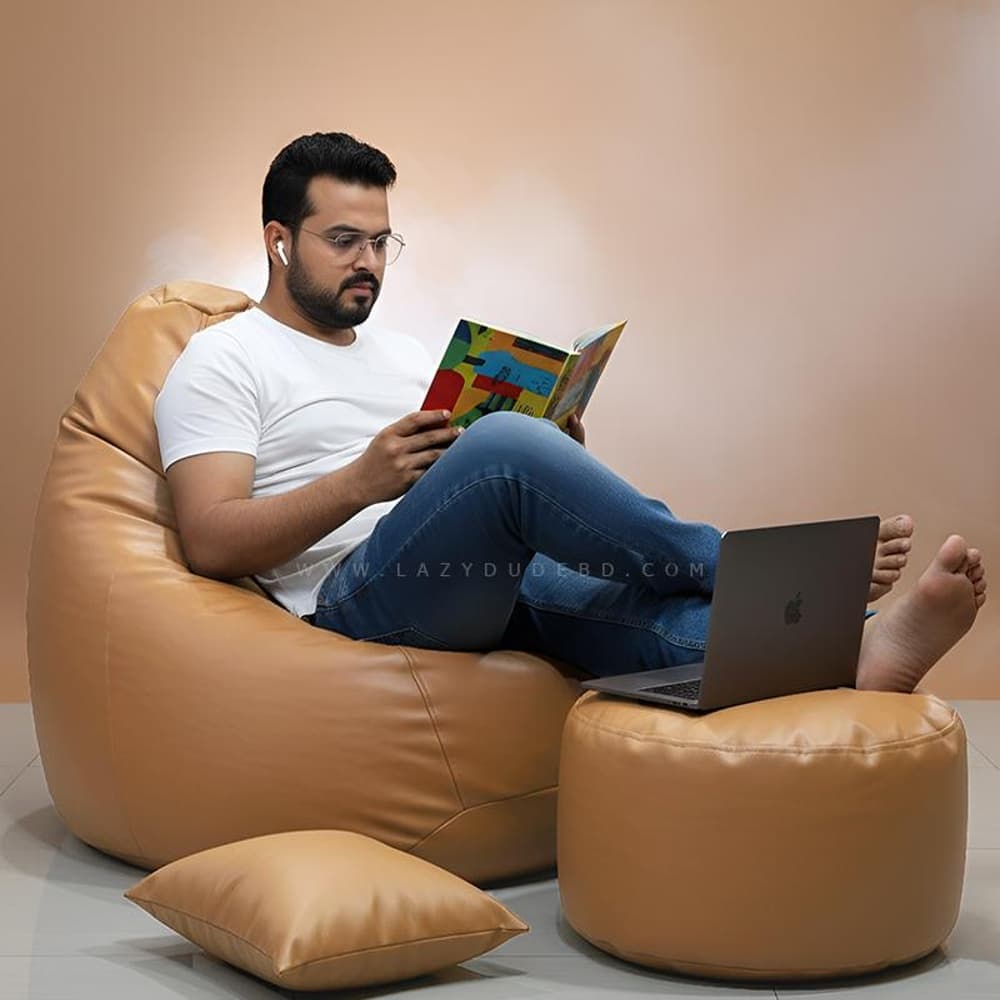 LAZY DUDE XXXL Water Drop Shaped Lazy Bean Bag - Color Light Brown
