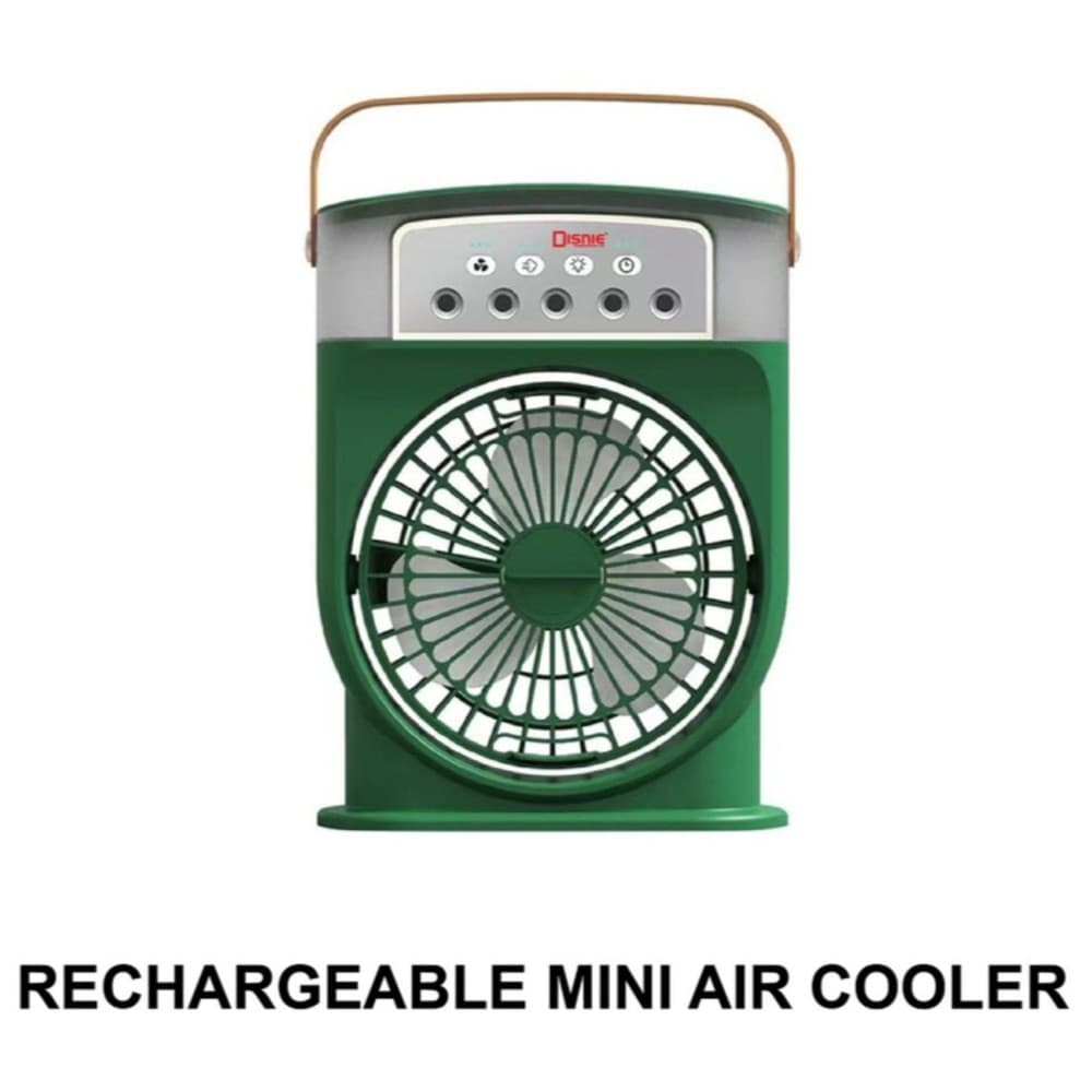Disnie Rechargeable Mini Portable Cooling Fan Aircon Adjustable Table Air Cooler Green