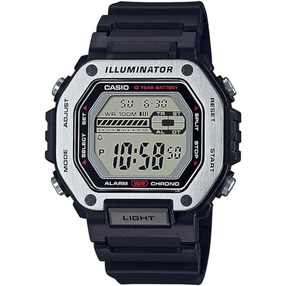 Casio LED Illuminator 10-Year Battery 1/100 Second Stop Watch | Daily Alarm Men's Watch MWD-110H-3AV