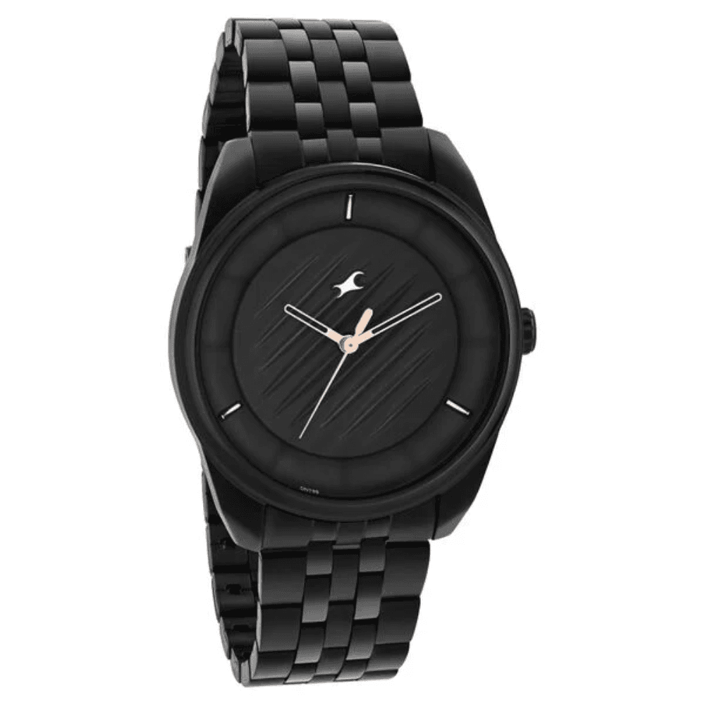Fastrack Crush Quartz Analog Black Dial Stainless Steel Strap Watch for Guys (3300NM01)