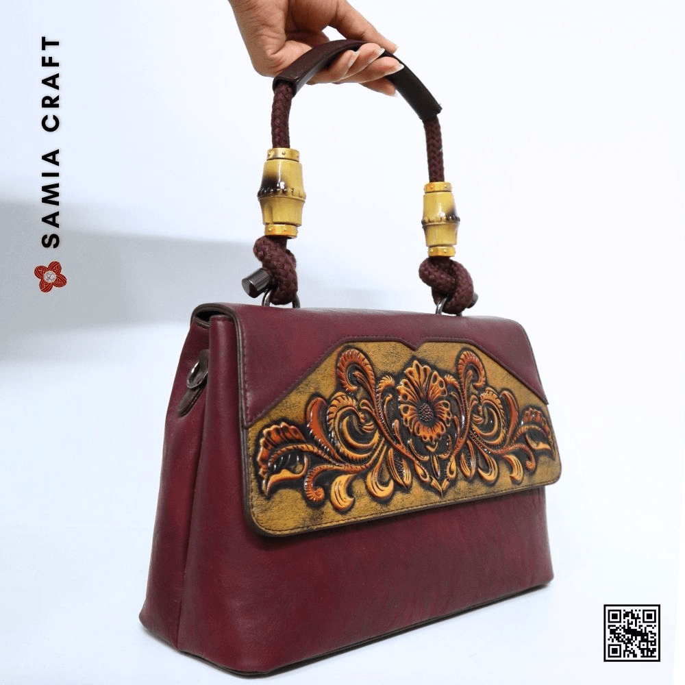 Johnature Vintage Luxury Maroon Handbag Large Capacity Shoulder & Crossbody Bags