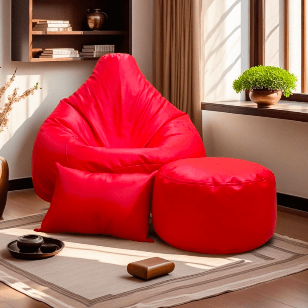 LAZY DUDE XXL COMBO Slim Fit Multiple Shaped Lazy Bean Bag - Color Red