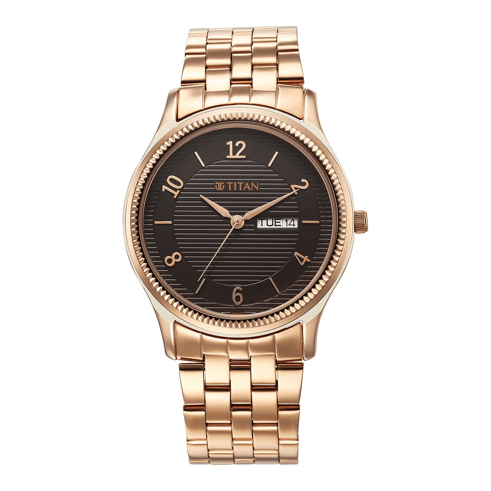 Titan Karishma Brown Dial Analog with Day and Date Stainless Steel