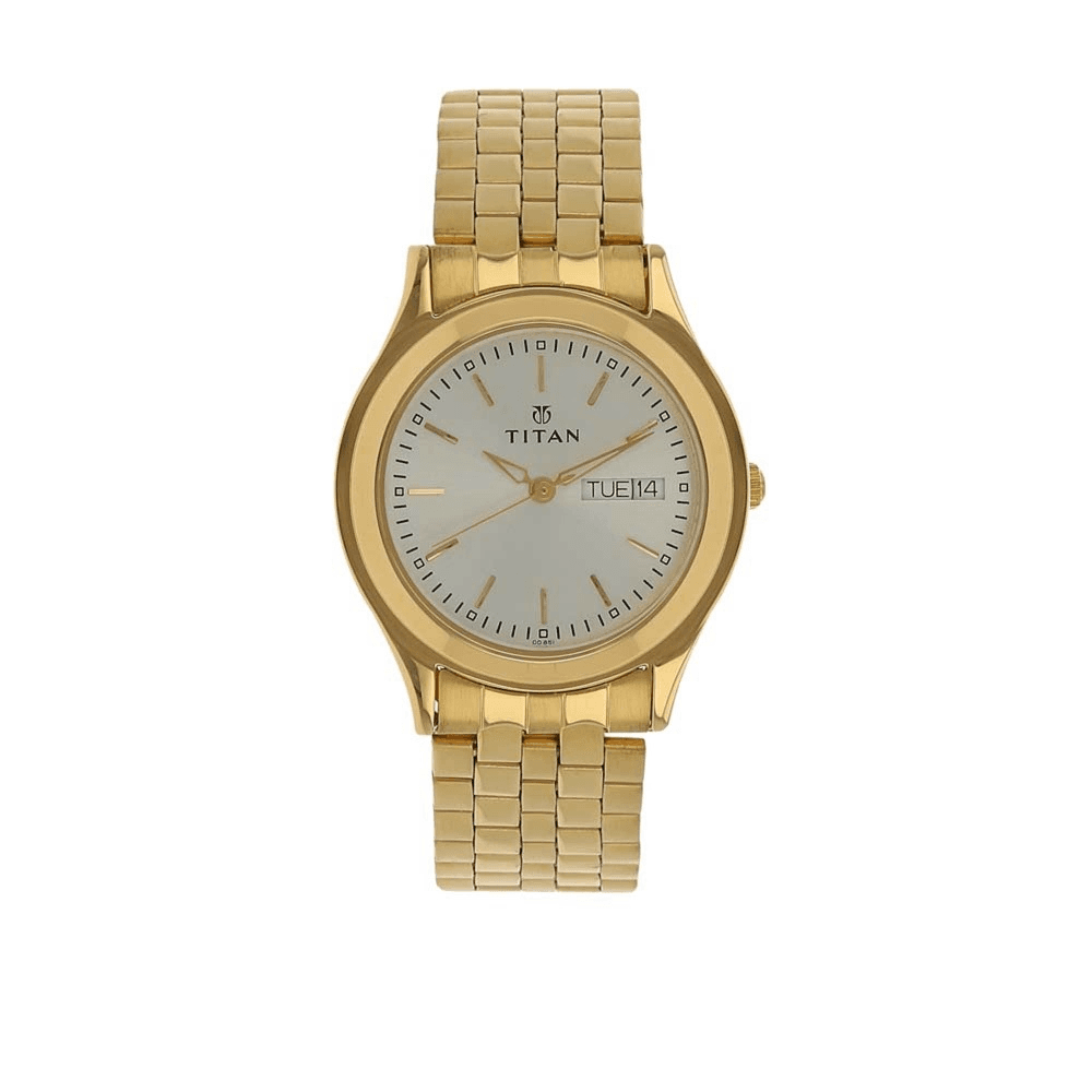 Titan Men's Watch Karishma Collection Analog, Silver Dial Gold Stainle