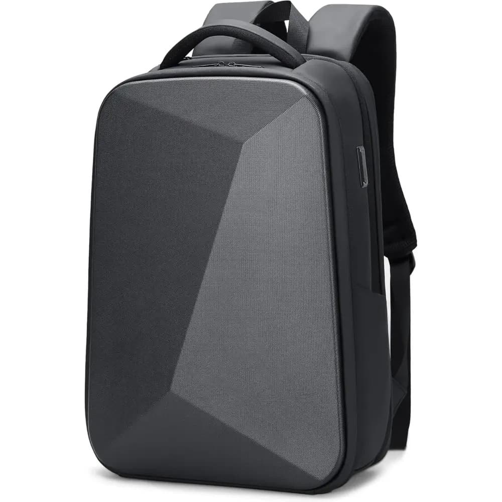 FENRUIEN 5013 Anti Theft Laptop Backpack for Men, Expandable Water Resistant Hardshell Backpack with USB Port, Black Business Travel Computer Bag 15.6 Inch