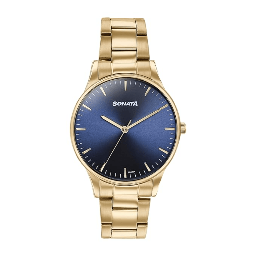 Sonata Quartz Analog Stainless Steel Strap Watch for Men (77144YM01)