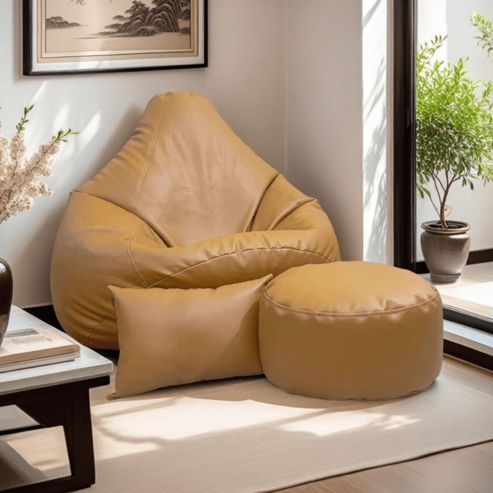 LAZY DUDE XXL COMBO Slim Fit Multiple Shaped Lazy Bean Bag - Color Light Brown