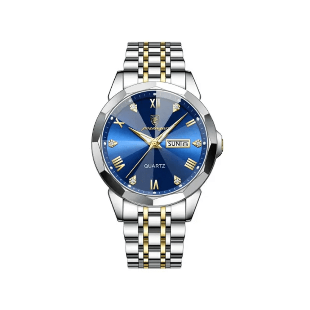 Poedagar 810 Luminous Diamond Cart Stainless Steel Watch for Men