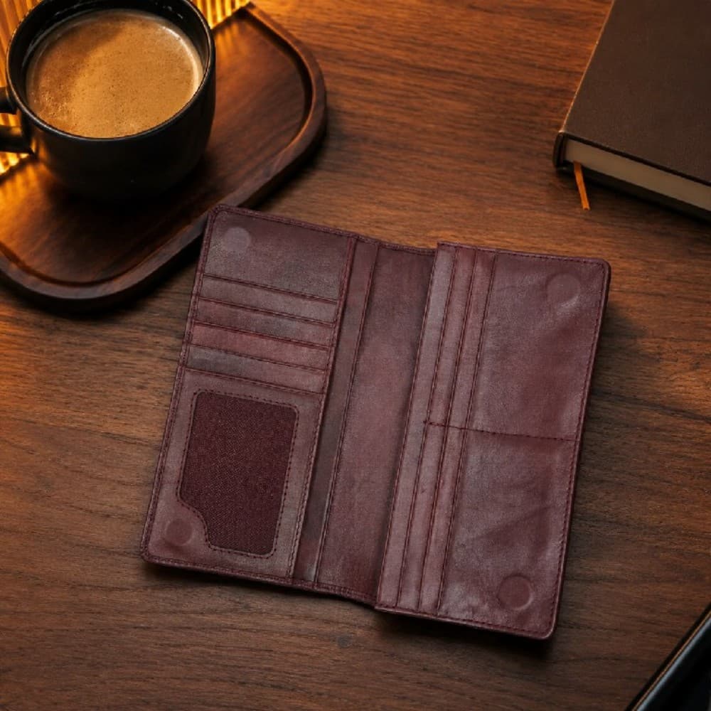Zays Handcrafted Premium Eco-Friendly Leather Long Wallet for Mobile and Many things