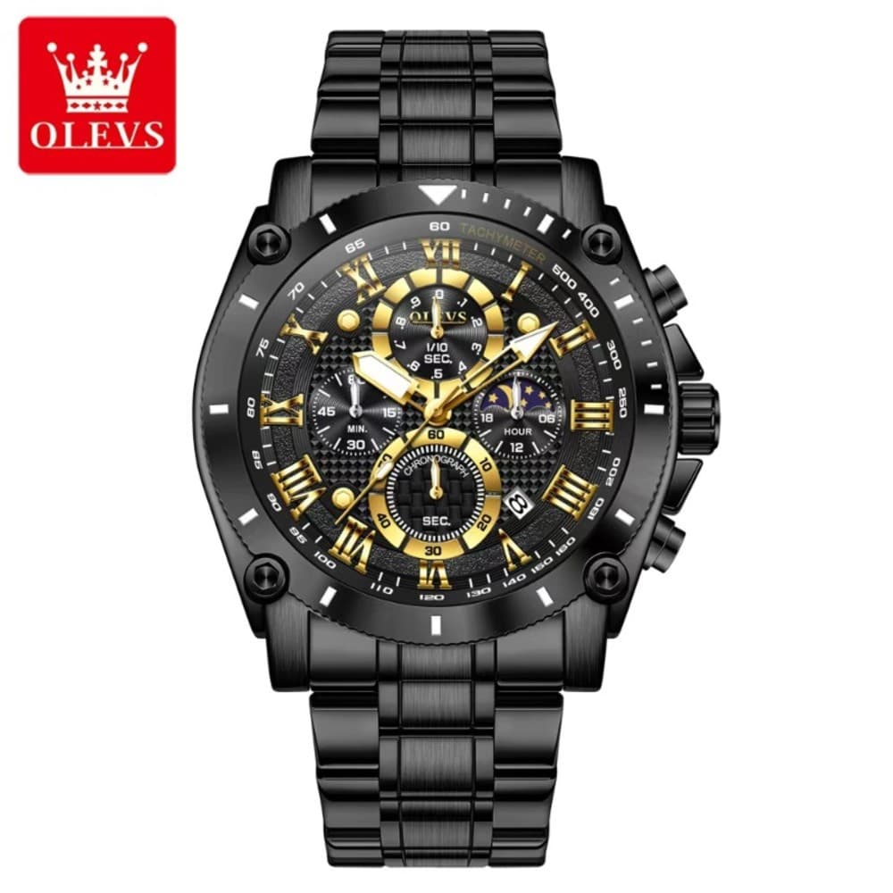 Olevs 3689 Luxury Men’s Watch Chronograph active Wristwatch Stainless Steel Strap waterproof