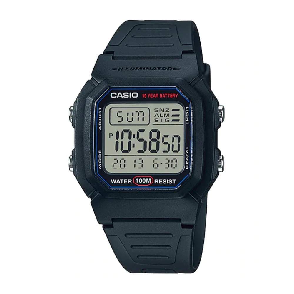 WW1092 Casio Youth Dual Time Digital Resin Belt Watch W-800H-1AVDF