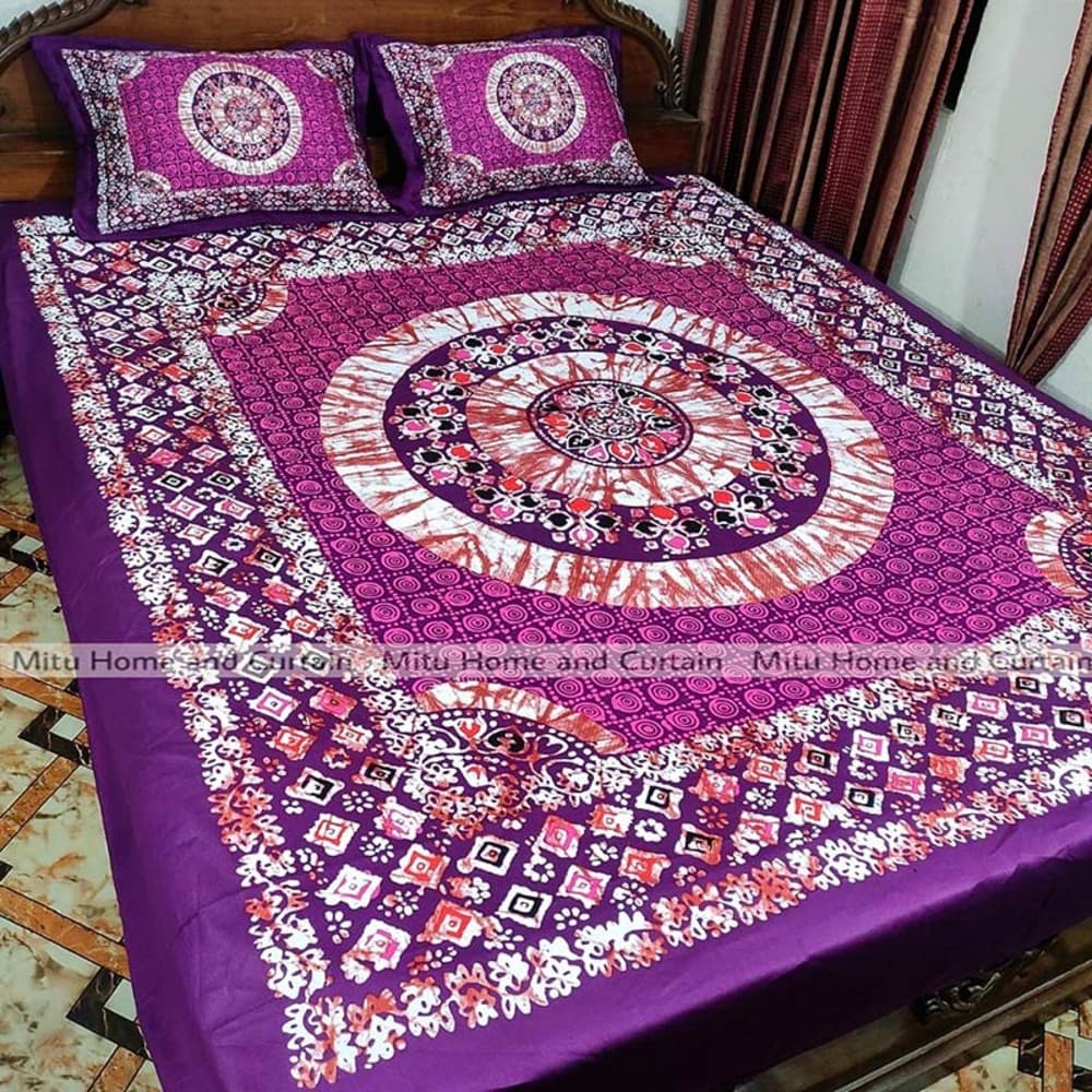 King Size Full twill cotton Panel Bedsheet With Pillow Cover.