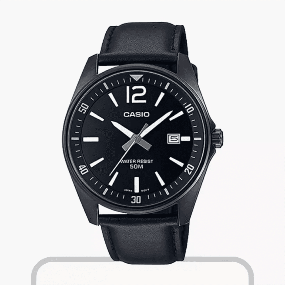 Casio Enticer Leather Band Black Dial Men's Watch- MTP-E170BL-1BVDF