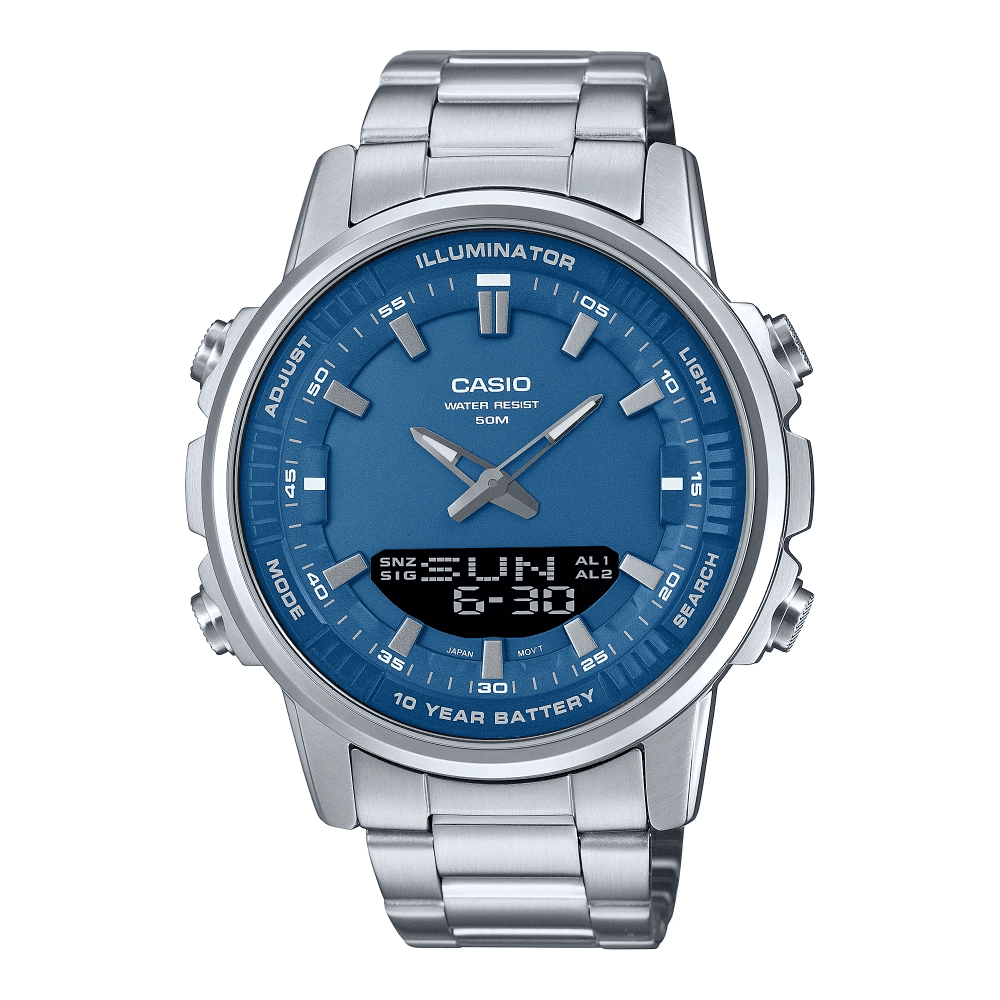 Casio Standard Illuminator Dual Time Stainless Steel Chain Men's Watch AMW-880D-2A1VDF