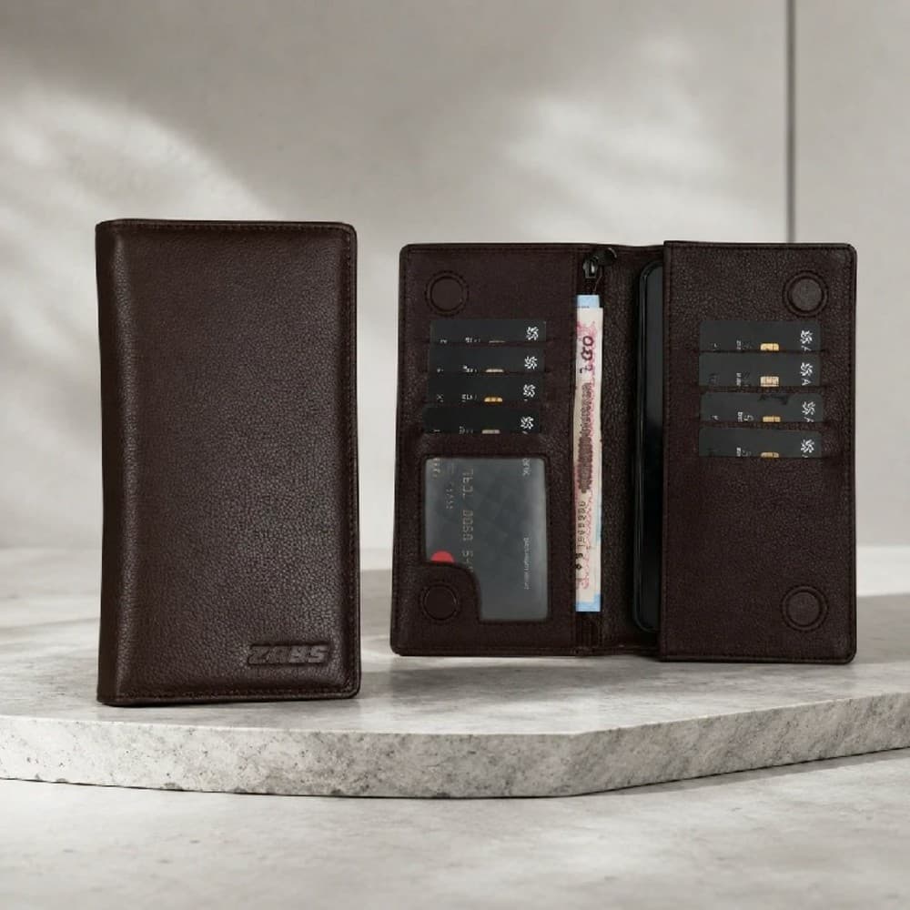 Zays Handcrafted Premium Eco-Friendly Leather Long Wallet for Mobile and Many things