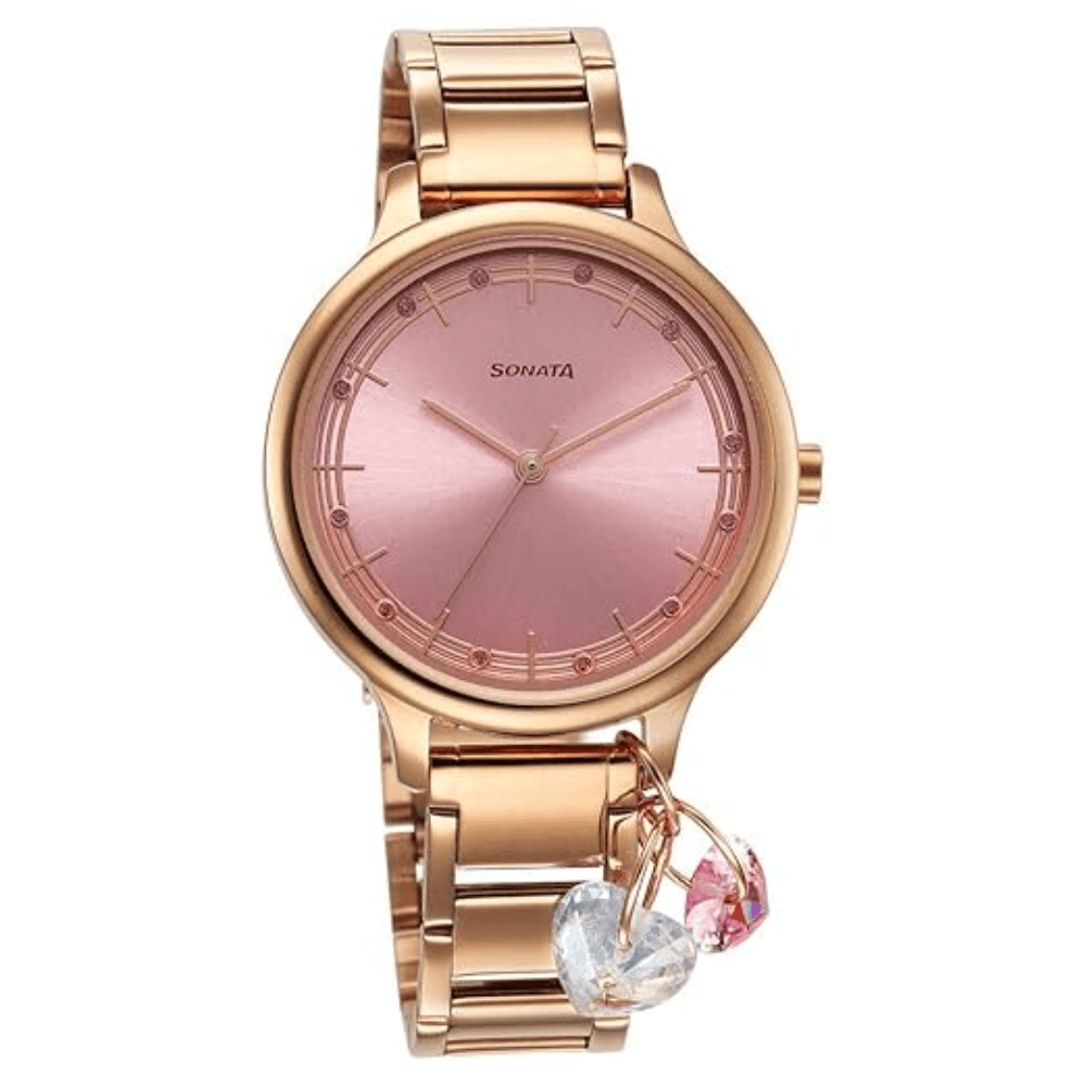 Sonata Blush Quartz Analog Stainless Steel Watch for Women (87050WM05)