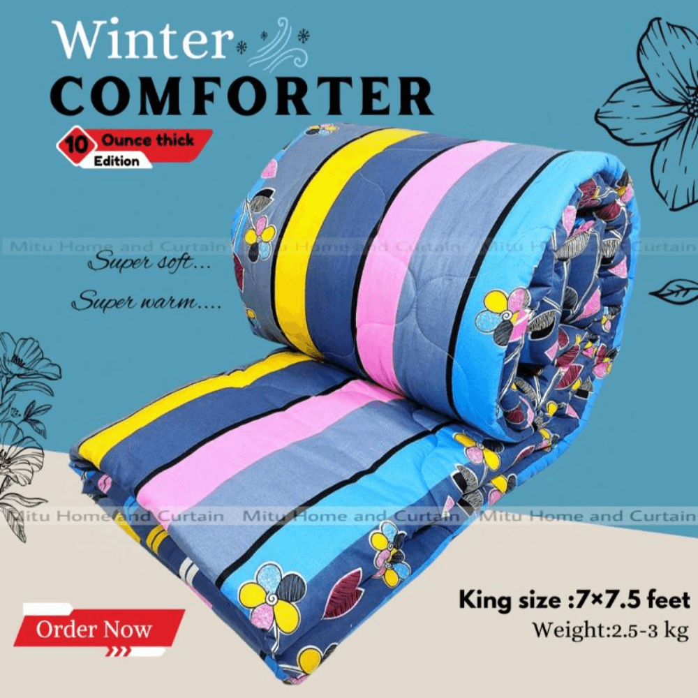 Comforter King size Exclusive Comforter with full cotton fabric 84*90 inch European cube style (1pcs Box)