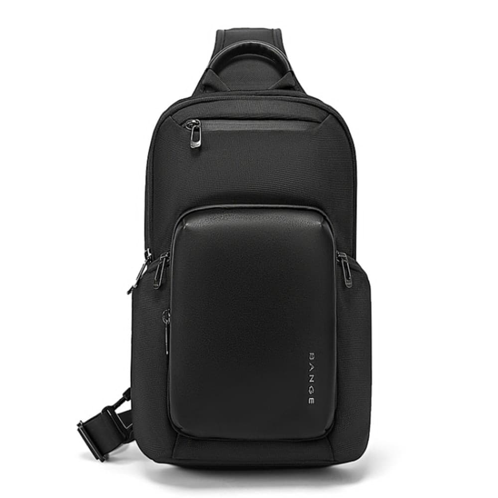 BANGE BG-7718 Mens Satchel Chest Bag Large Capacity Sports Casual Single-Shoulder Backpack(Black)