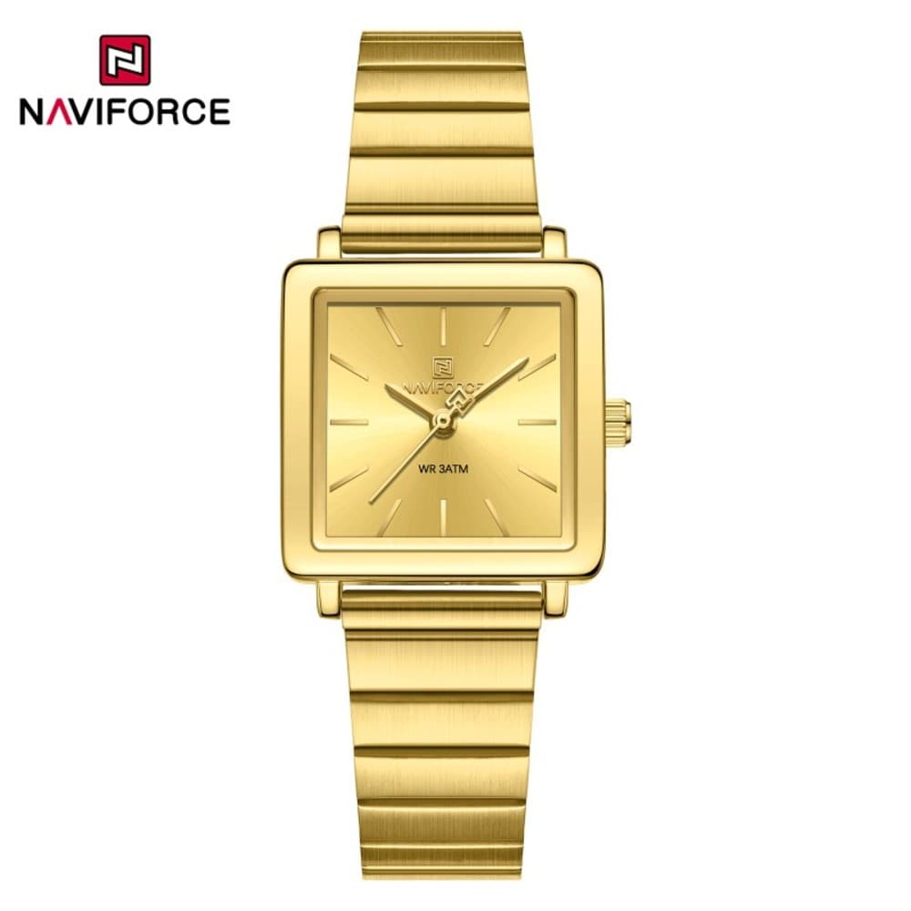 NAVIFORCE NF5048 Stylish Square Women’s Watch with Japanese Quartz Movement and Stainless Steel Strap