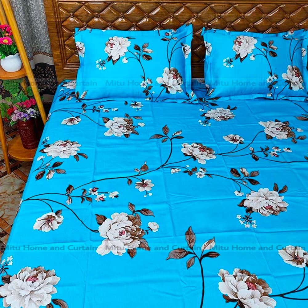 Primium King size Twill cotton Bedsheet with Pillow cover Chador set twill cotton 7.5×8.25feet Full cotton fabric