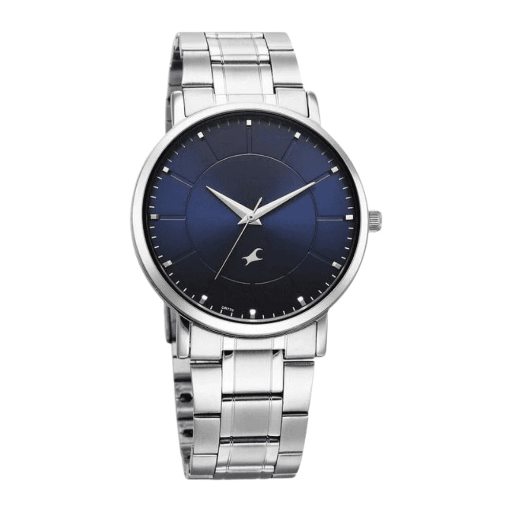 Fastrack 38163sm01 Stunners X Analog Blue Dial Stainless Steel Watch For Guys