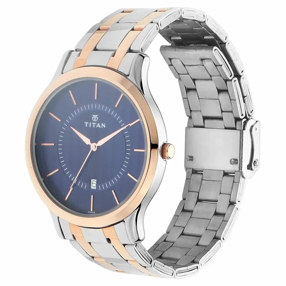 Titan 1825KM01 Analog Date Dual Tone Stainless Steel Watch for Men