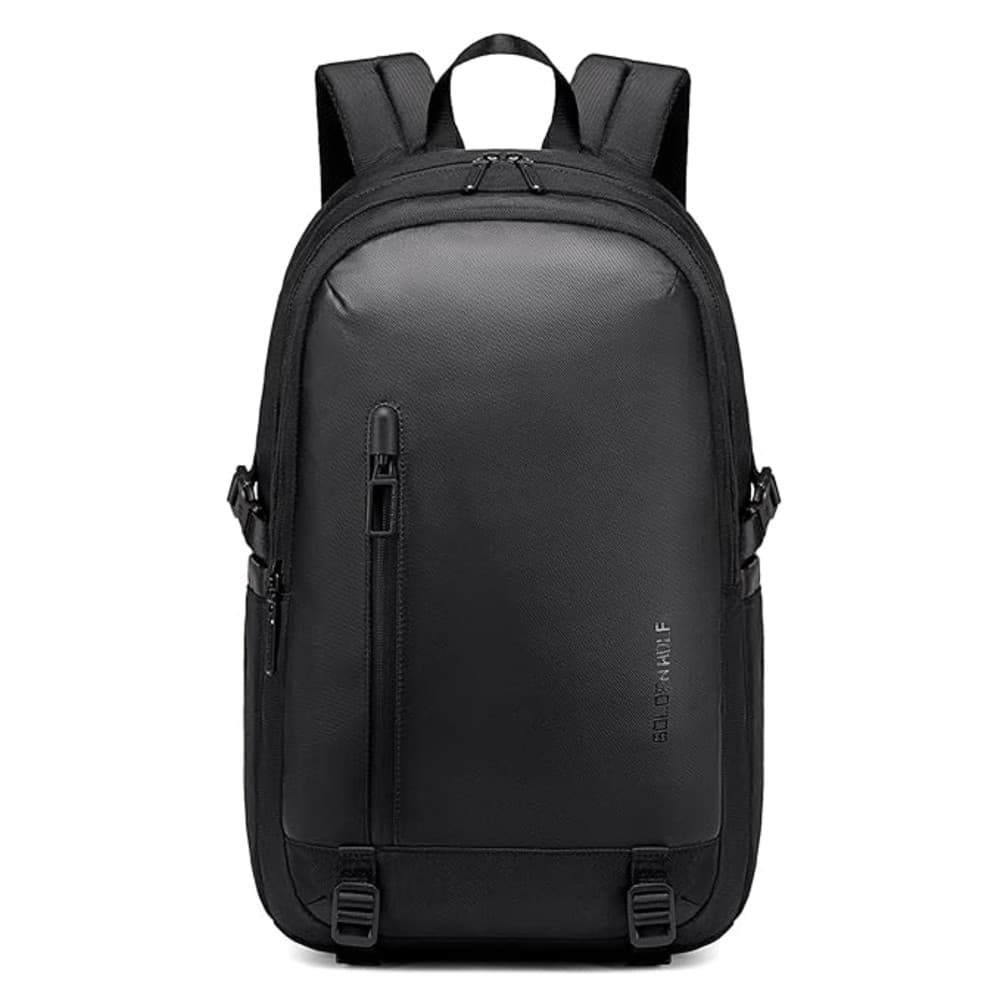 GOLDEN WOLF GB00921 Laptop Backpack 15.6 Inch, Office Backpack with 5 Compartments, Lightweight 17L Daypack, Water Resistant Travel Backpack with Hidden Pocket & Tripod Holder, Black
