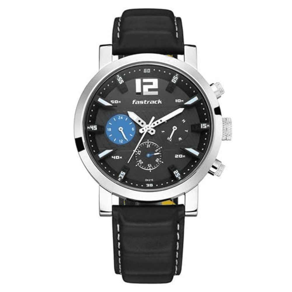 Fastrack Fastfit Quartz Multifunction Leather Strap Watch for Men (3227SL01)