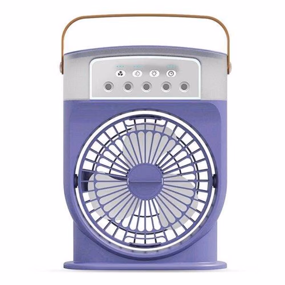 Disnie Rechargeable Mini Portable Cooling Fan Aircon Adjustable Table Air Cooler Purple
